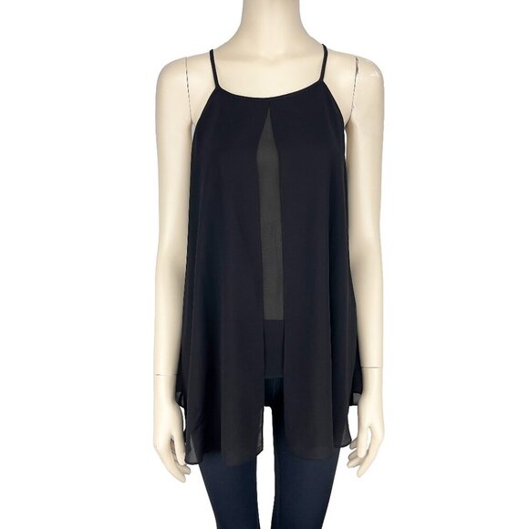 RUDSAK Tops - RUDSAK Flowy Layered Sheer Paneling Black Contemporary Cami sz XS
